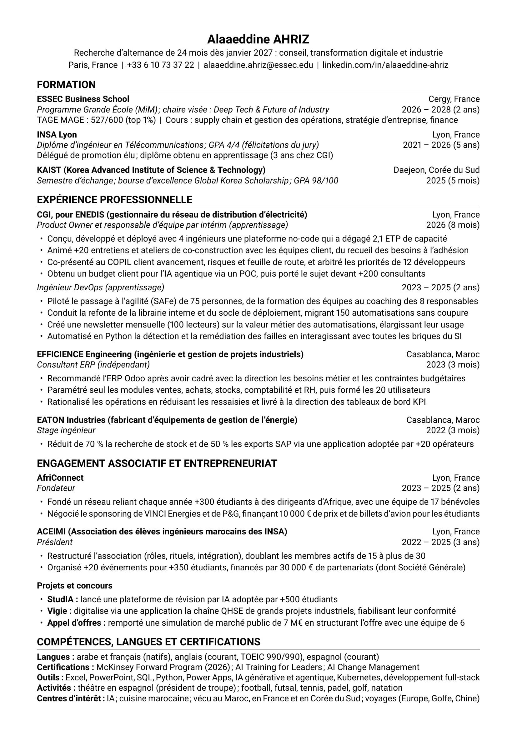 CV d’Alaaeddine Ahriz